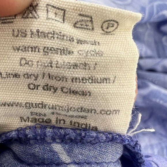 Gudrun Sjoden S Small Blue Artsy Lagenlook Dress Tonal Floral Cotton Tank - Picture 3 of 10